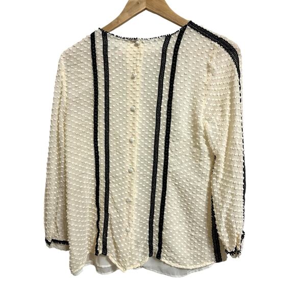 J.crew‎ lace trim swiss dot long sleeve blouse size 8 #06687 - Picture 6 of 6